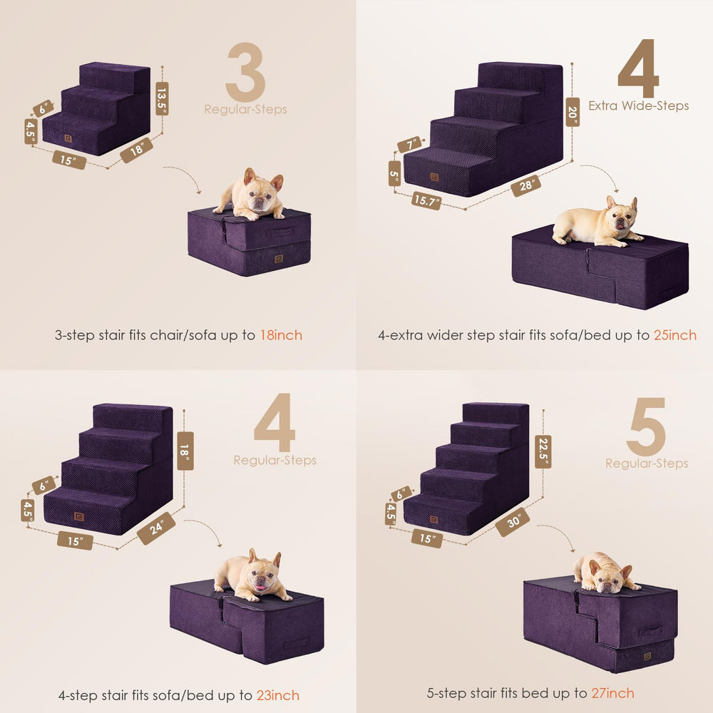 EHEYCIGA dog stairs folded-bed mode shows space-saving portability.
