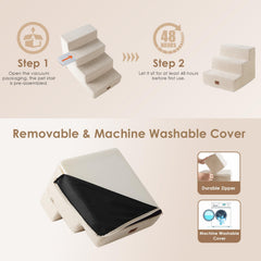 EHEYCIGA dog stairs folded into a cozy bed mode for resting