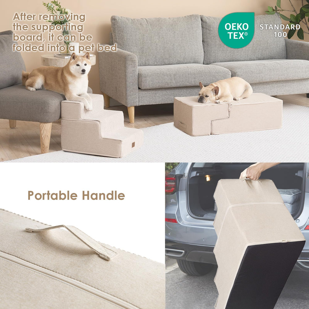 EHEYCIGA stairs fold into a compact bed for travel.