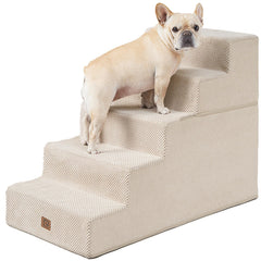 EHEYCIGA dog stairs on a high bed with five steps for easy access.