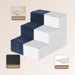 EHEYCIGA dog stairs navy close-up highlights durable foam and stitching.