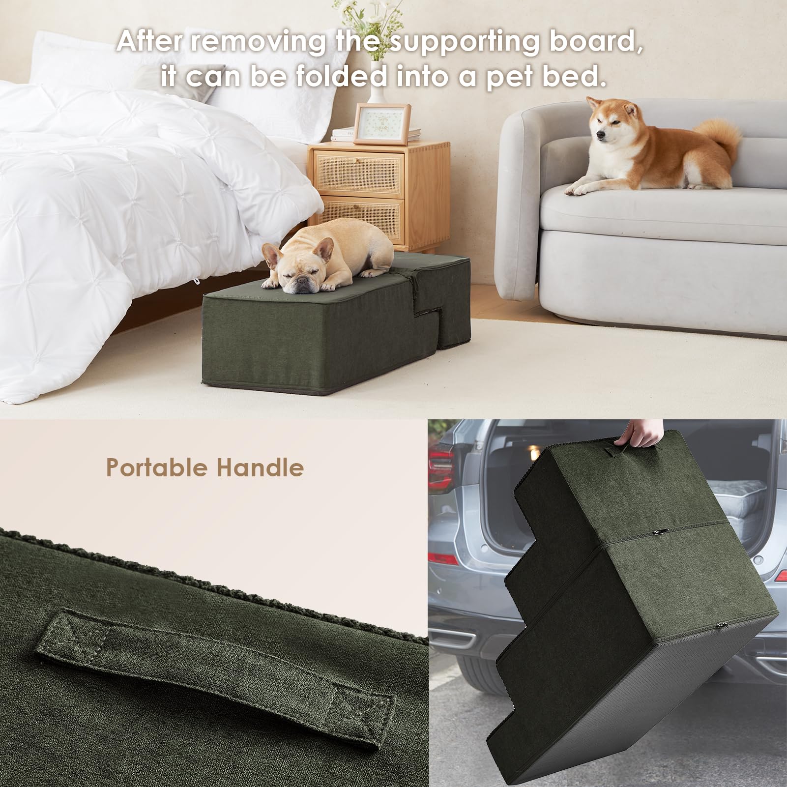 EHEYCIGA dog stairs offer non-slip grip for confident climbs and descents.