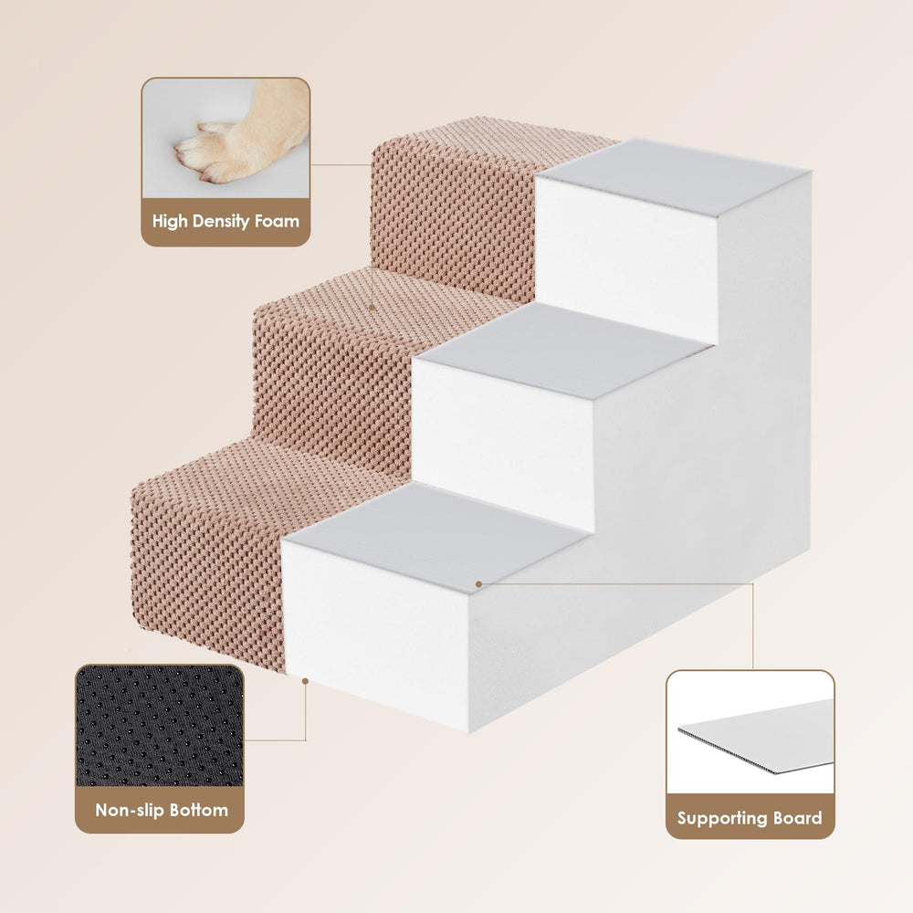 EHEYCIGA dog stairs pink folded mode shows dual-use as portable rest.