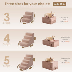EHEYCIGA dog stairs pink front view demonstrates non-slip balance for small pets.