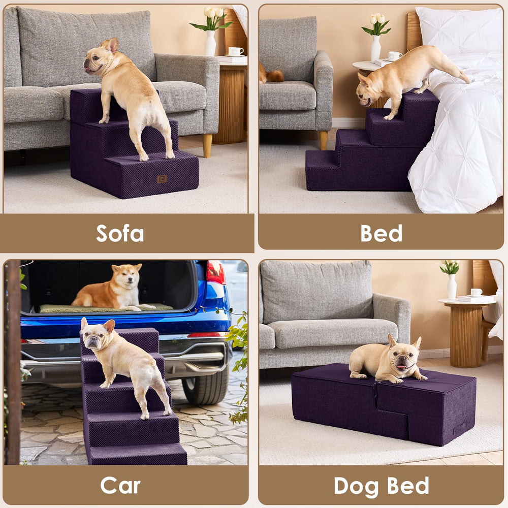 EHEYCIGA dog stairs purple-color complements indoor décor.