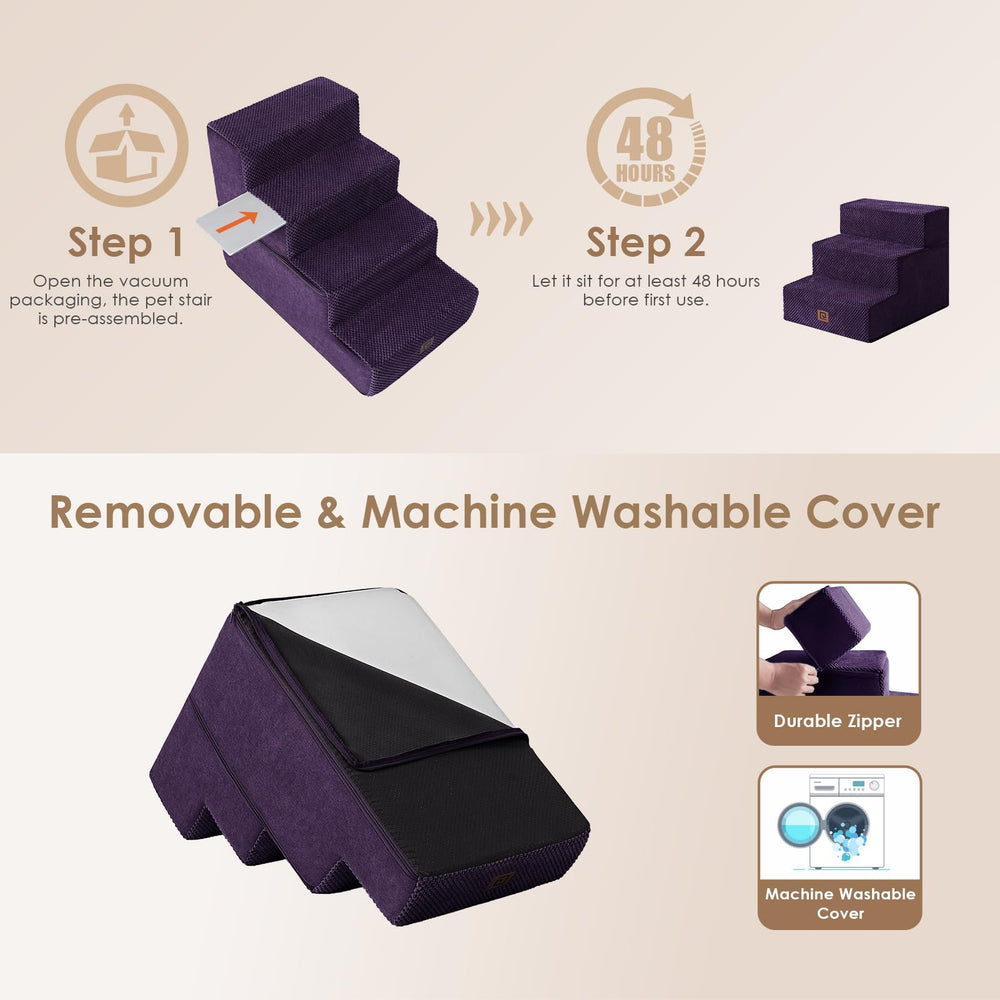 EHEYCIGA dog stairs removable cover cleans easily for mess-free maintenance.
