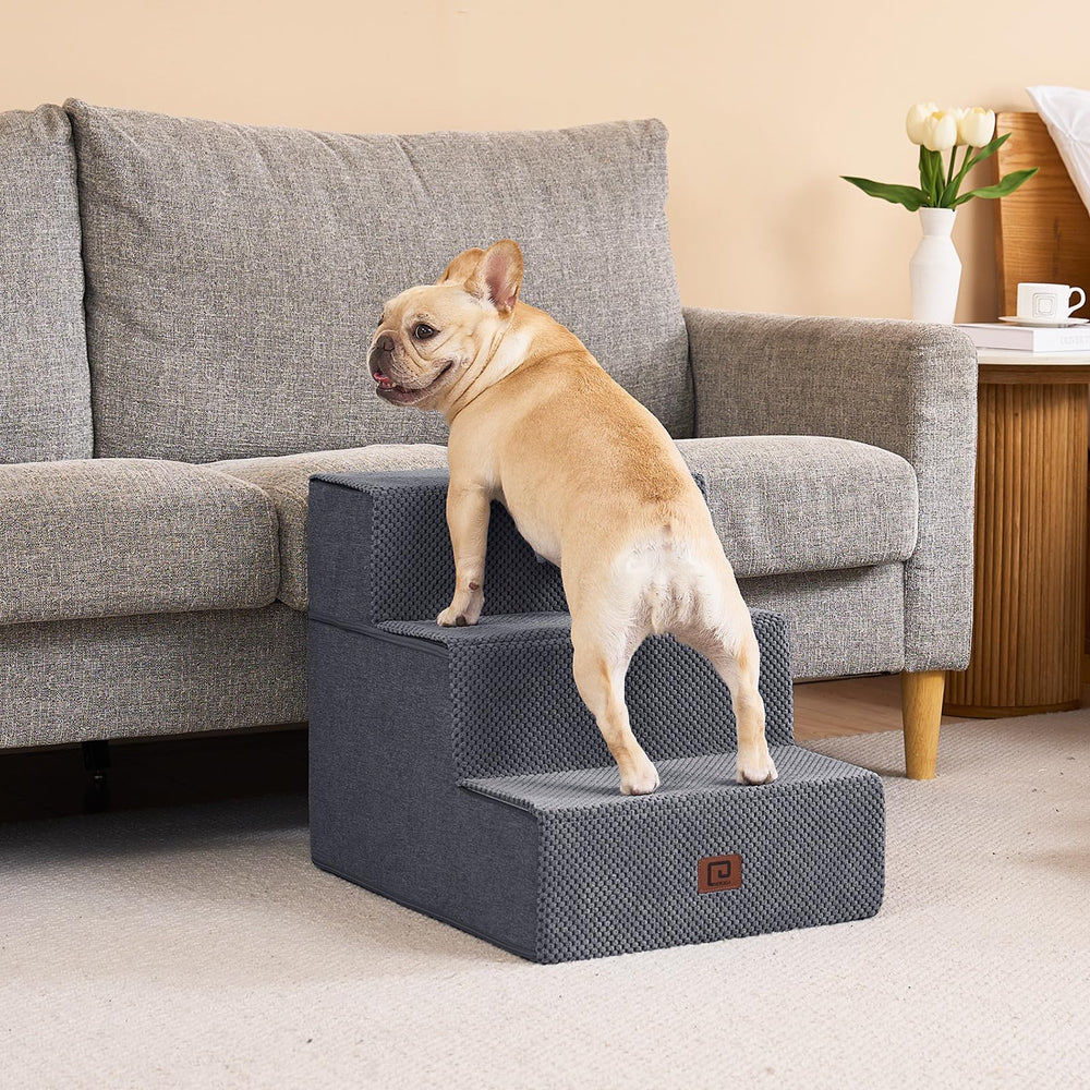 EHEYCIGA dog stairs removable cover gray simplifies cleaning and maintenance