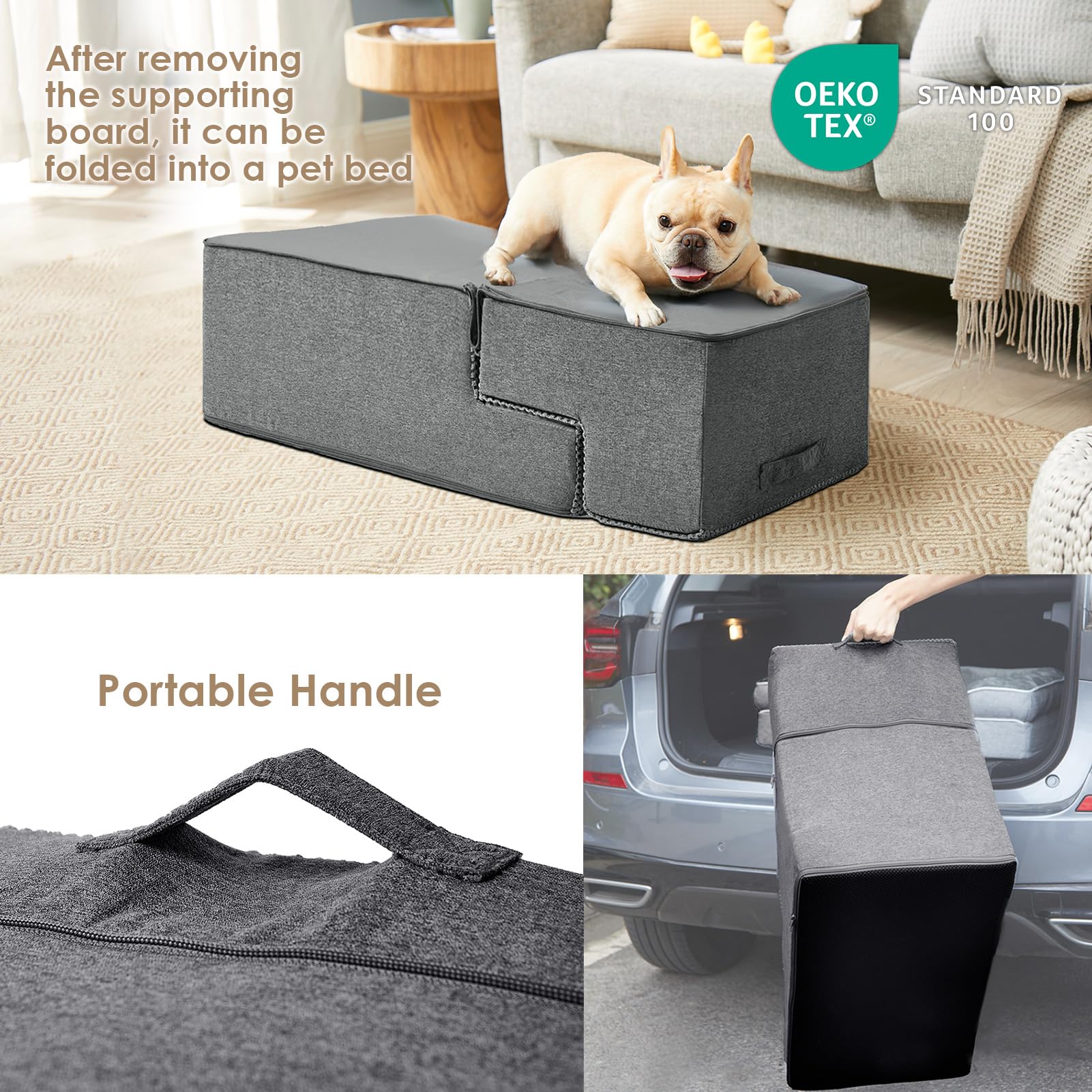 EHEYCIGA Dog Stairs removable-cover machine washable for quick cleaning.