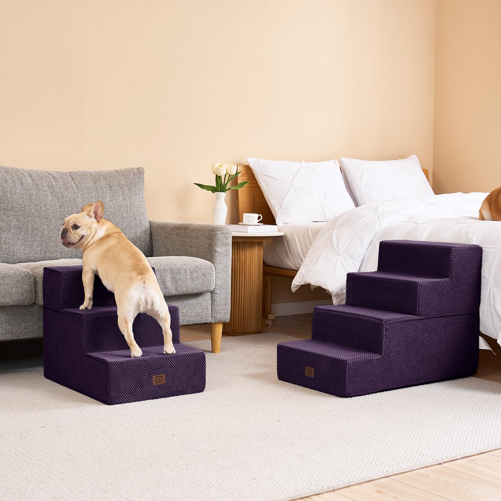 EHEYCIGA dog stairs removable-cover enables easy washing.