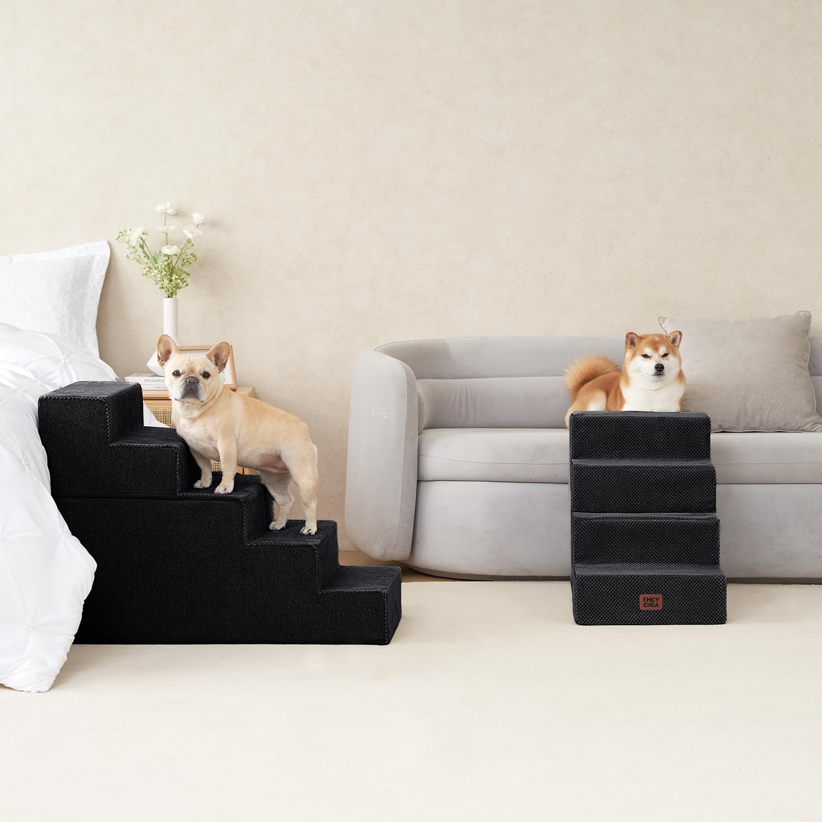 EHEYCIGA dog stairs-removable-washable-cover simplifies cleaning between uses.
