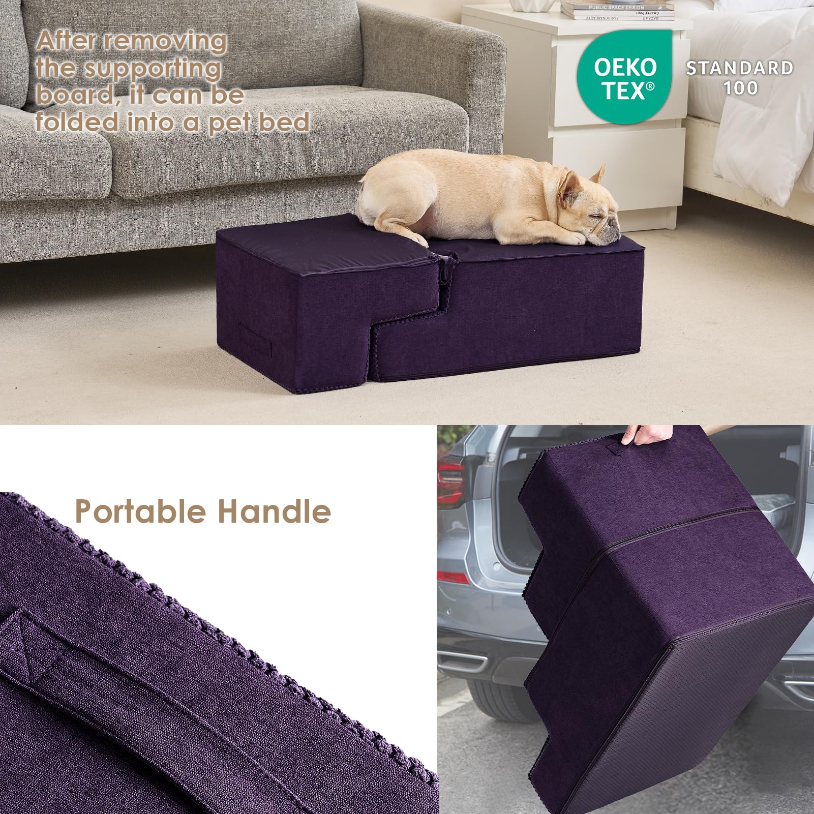EHEYCIGA dog stairs stability-foam emphasizes sturdy support for confident climbs.