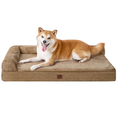 EHEYCIGA egg crate memory foam bed provides plush cushioning for aged dogs.