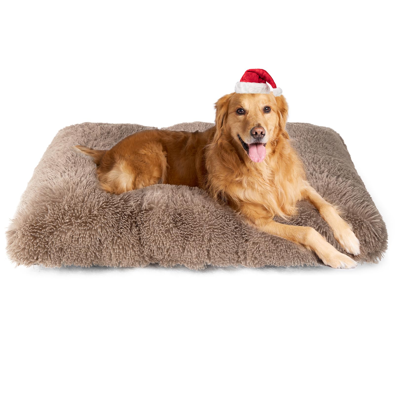 EHEYCIGA fluffy dog bed with faux fur surface for cozy, secure naps.