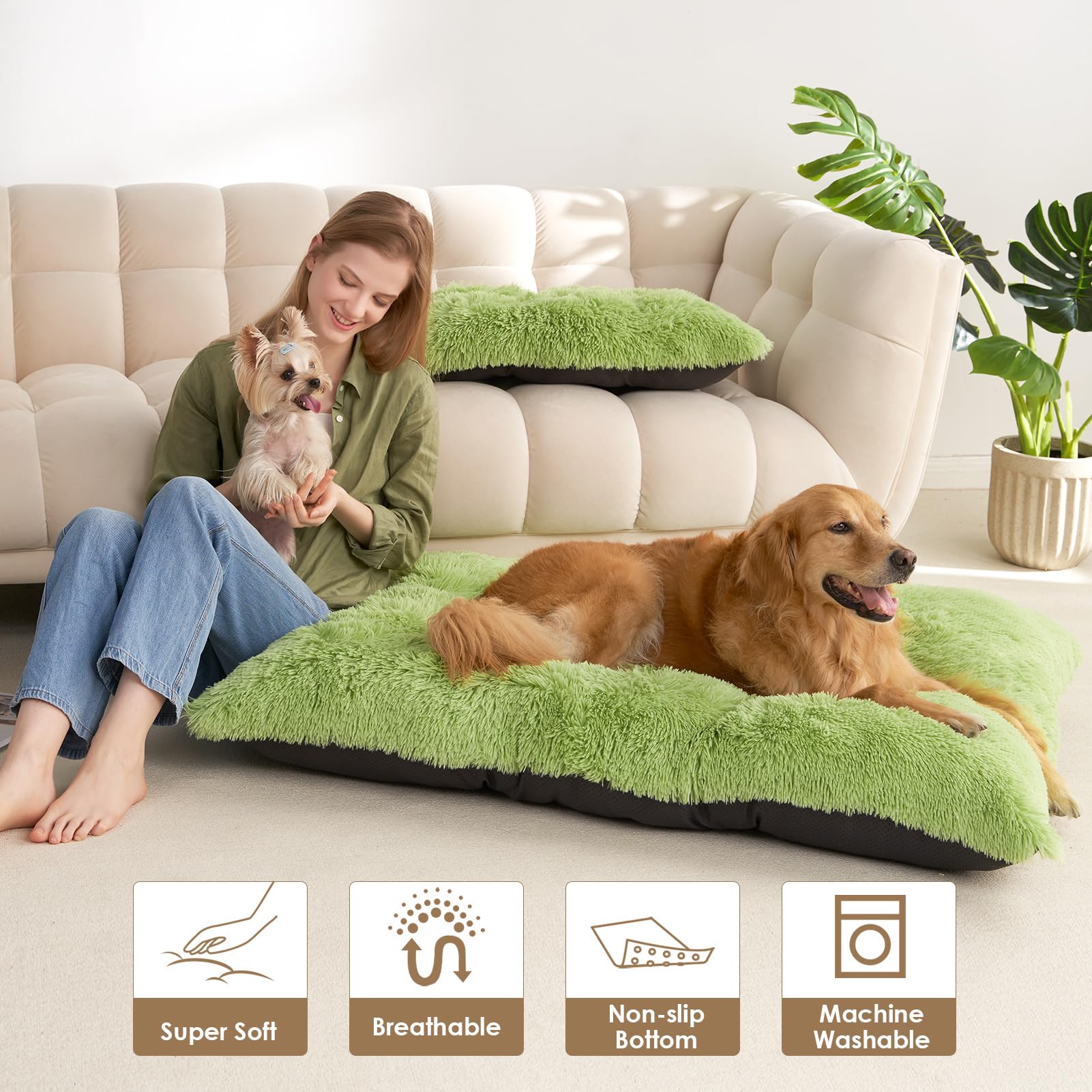 EHEYCIGA fluffy dog bed-non-slip-bottom prevents shifting during active use.