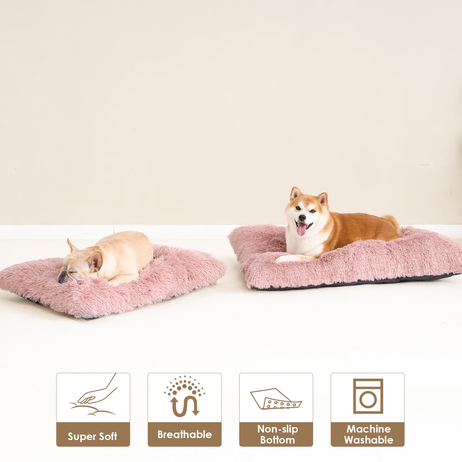 EHEYCIGA Fluffy Dog Bed rose-pink color for stylish, cozy interiors