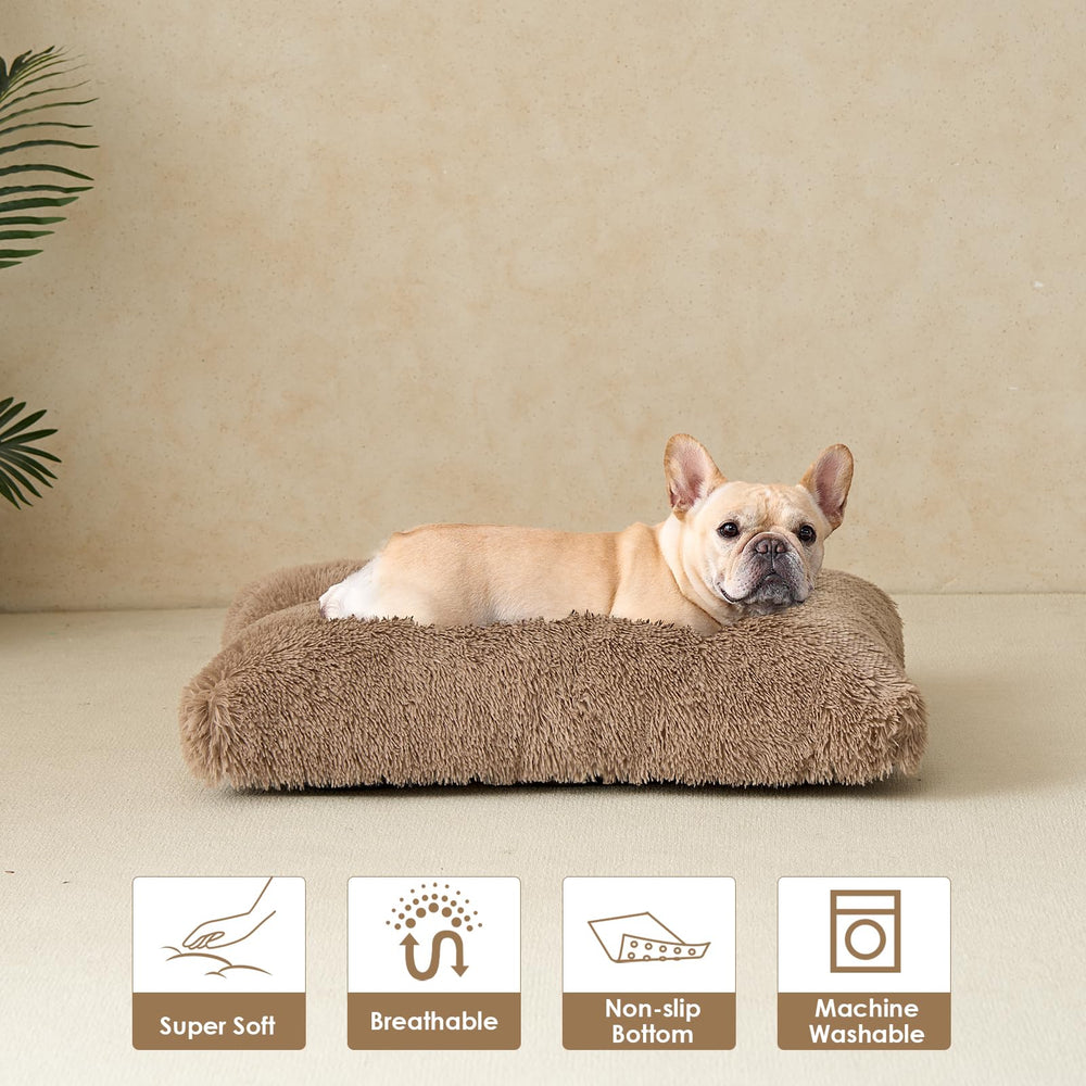 EHEYCIGA camel-colored plush bed adds warm touch