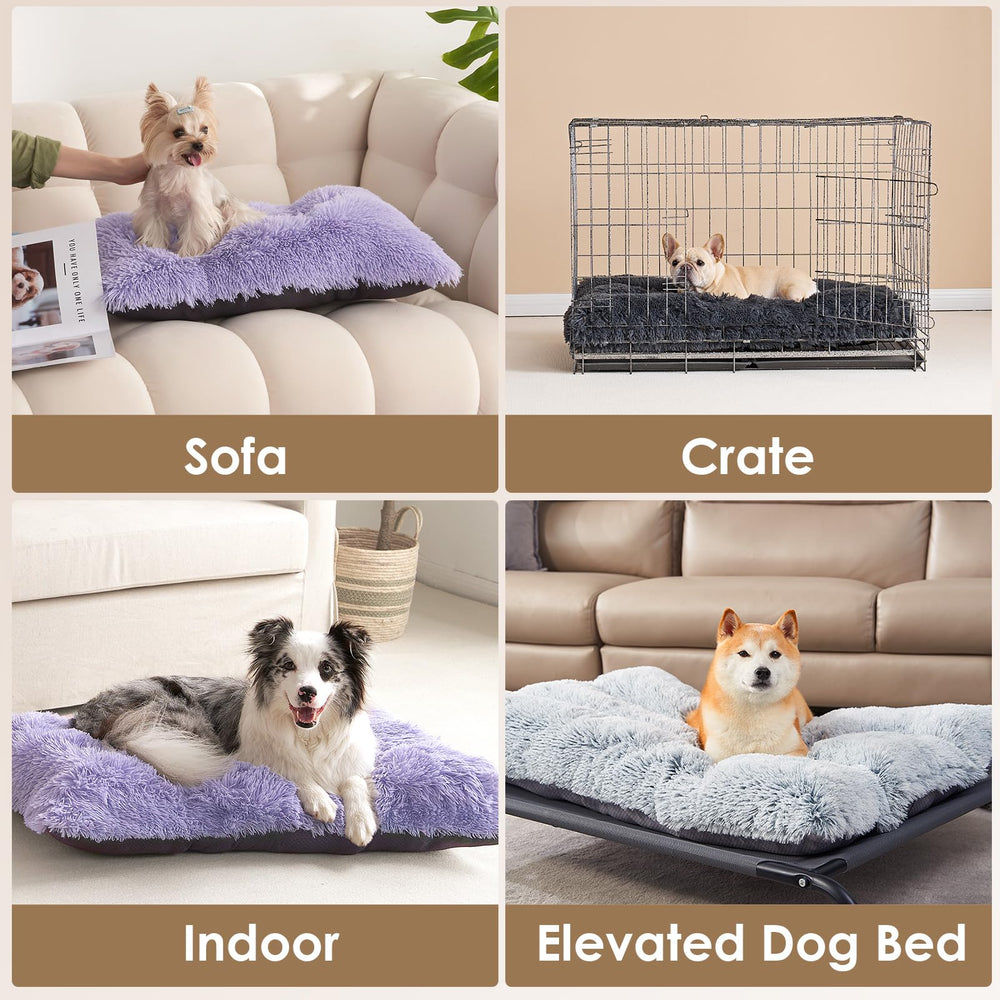 EHEYCIGA Fluffy Dog Crate Bed removable cover ready for machine washing.