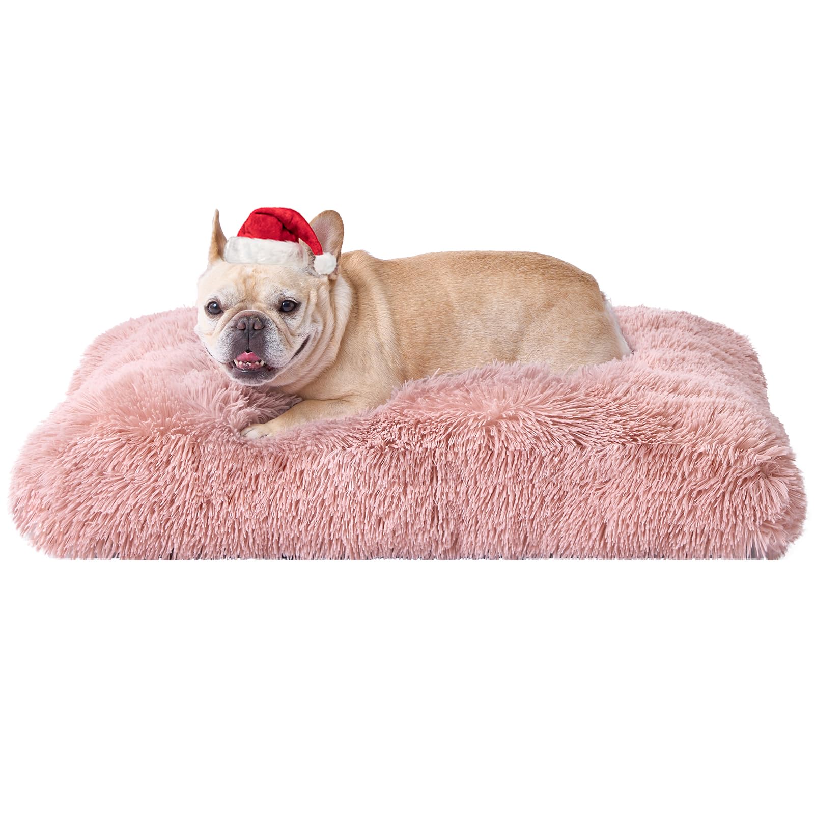 EHEYCIGA fluffy dog crate bed with soft faux fur for cozy naps