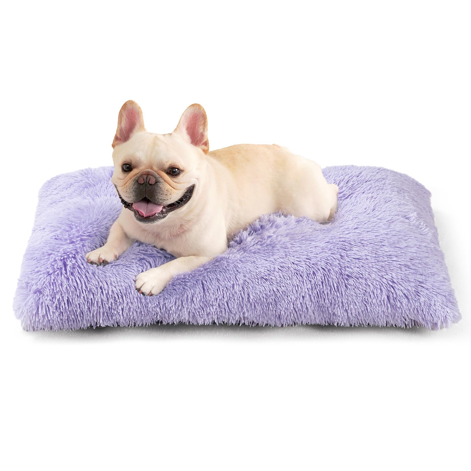 EHEYCIGA Fluffy Dog Crate Bed inside crate provides a calm, secure space for medium dogs.