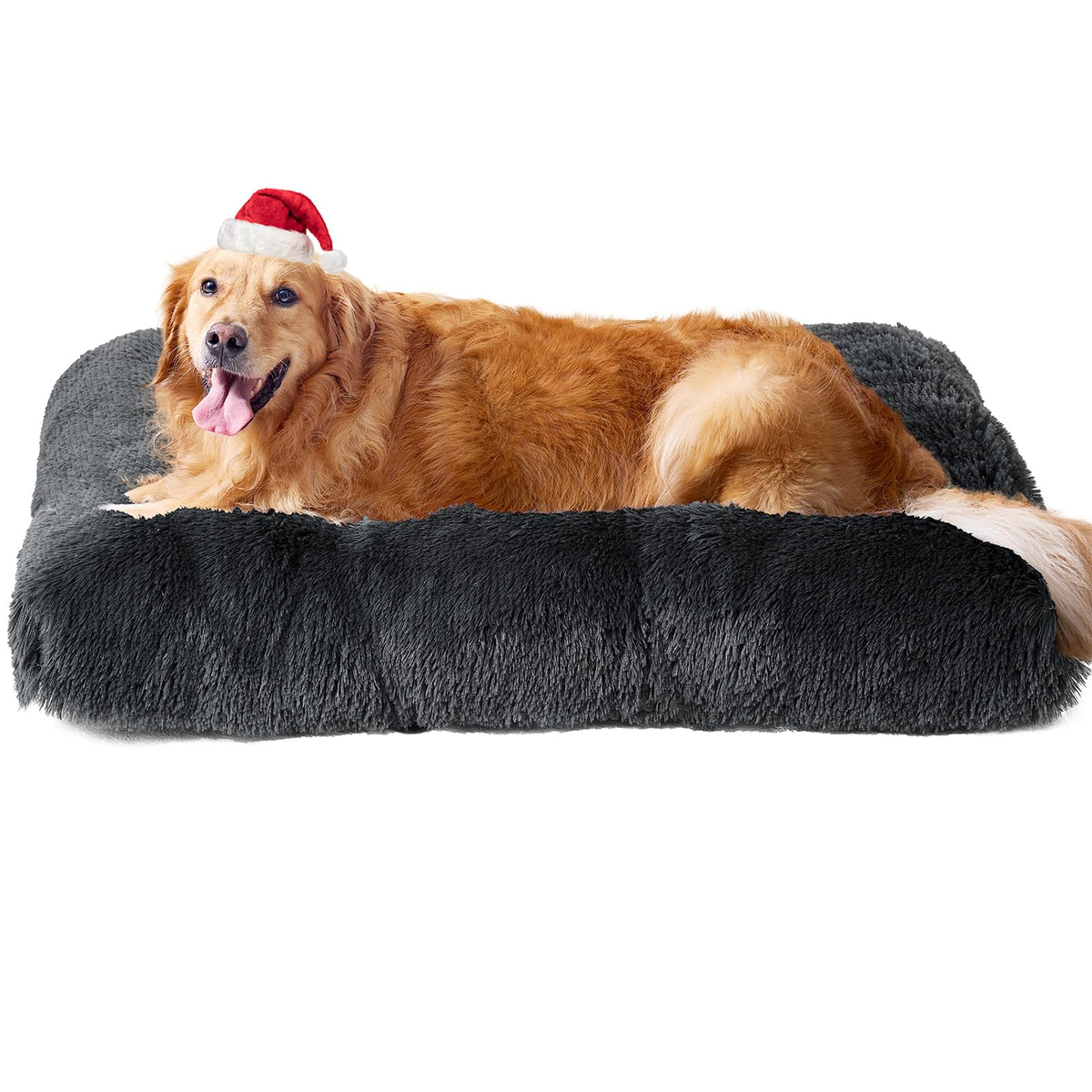 EHEYCIGA fluffy dog crate bed soft plush surface ideal for cozy lounging.