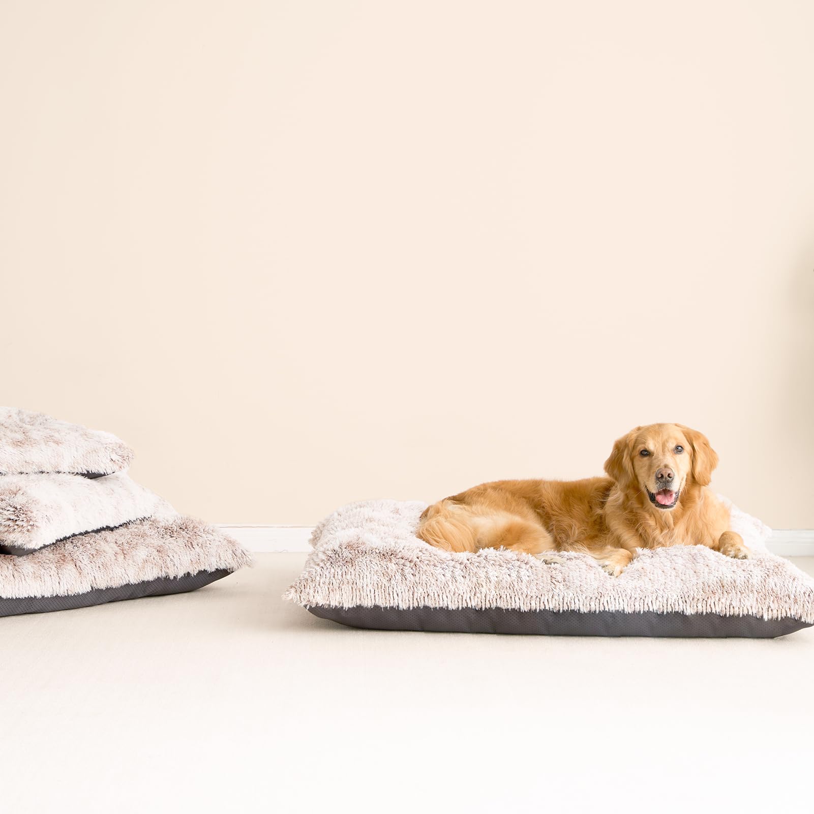 EHEYCIGA fluffy dog crate bed placed in car trunk for travel comfort