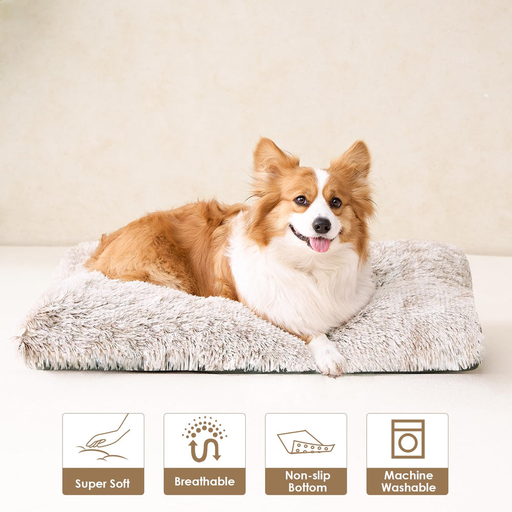 EHEYCIGA fluffy dog crate bed washable cover for easy cleaning