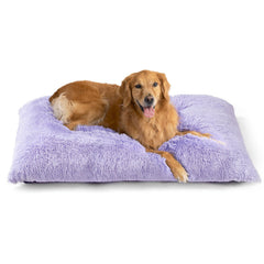 EHEYCIGA Fluffy Dog Crate Bed XL purple closeup highlights plush surface for cozy resting