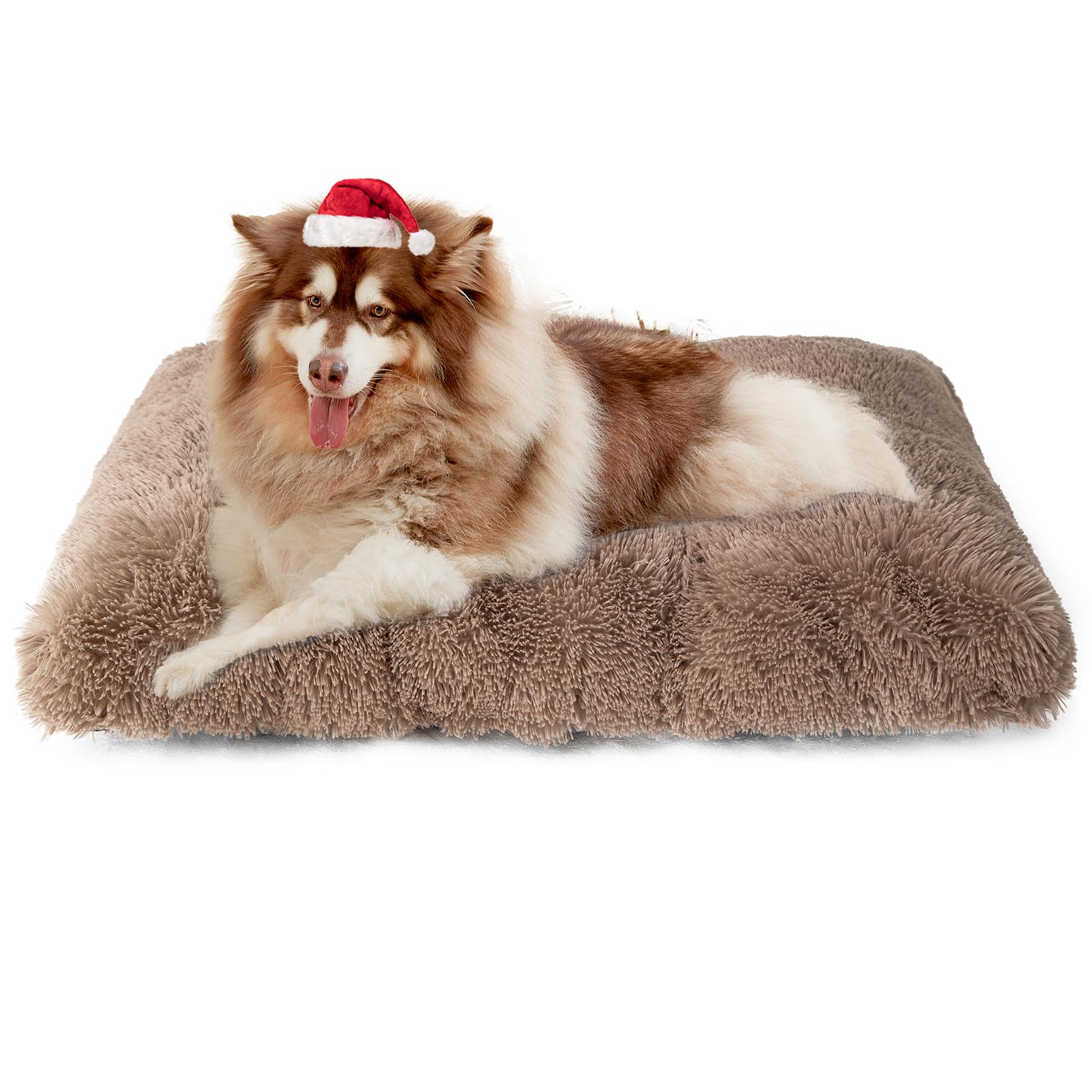 EHEYCIGA Fluffy XXL crate pad exterior camel for a cozy calm space