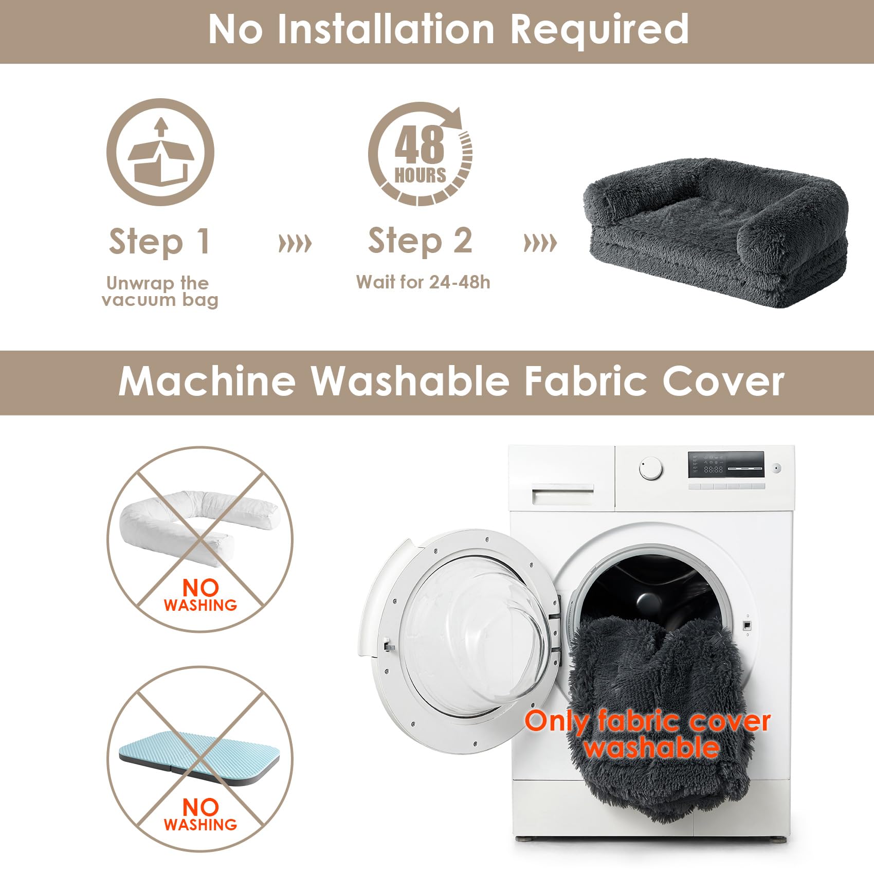 EHEYCIGA Easy cleaning with a washable faux fur cover