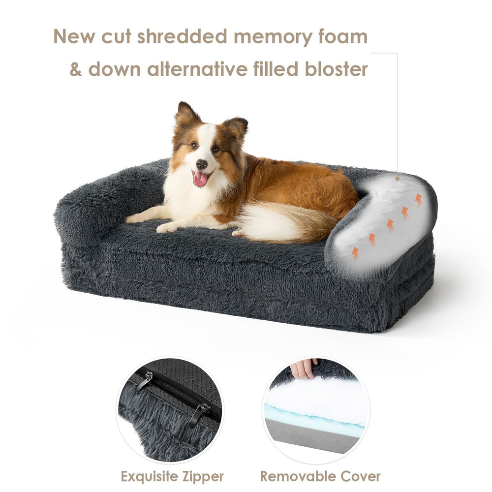 EHEYCIGA foldable-xxl-dog-bed-bolster-padding supportive edges.