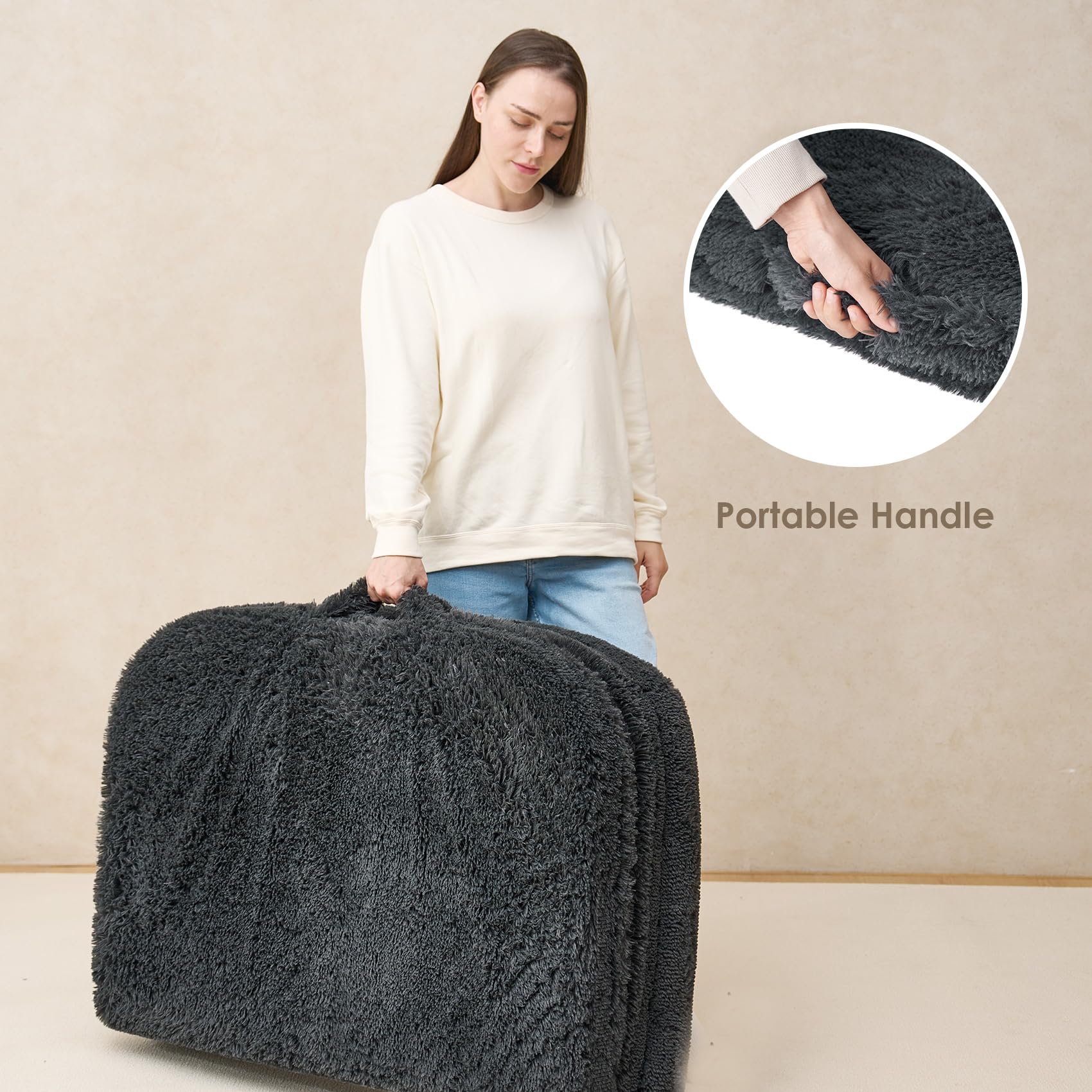 EHEYCIGA foldable-xxl-dog-bed-living-room blends with decor.