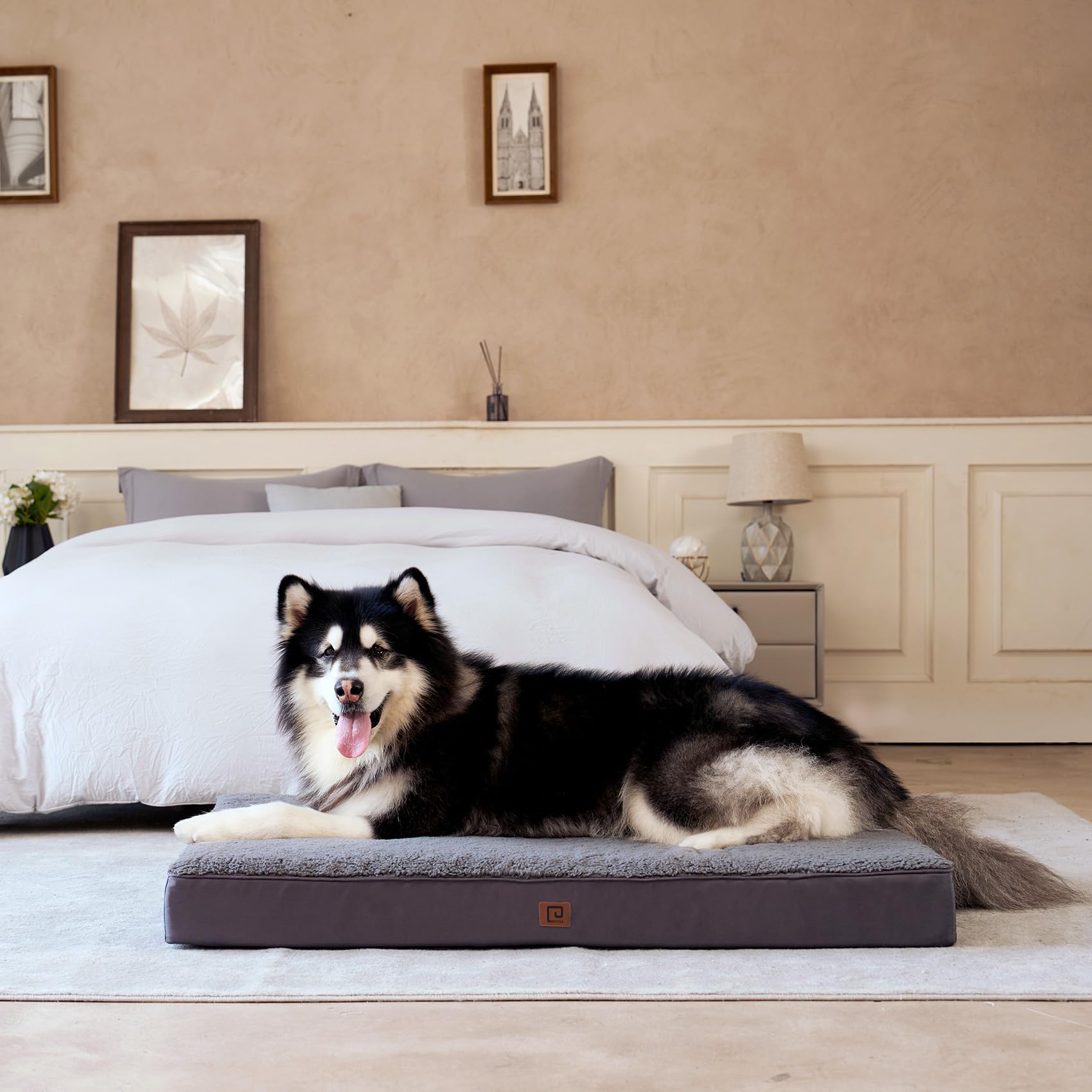 EHEYCIGA grey dog bed complements home decor and kennels.