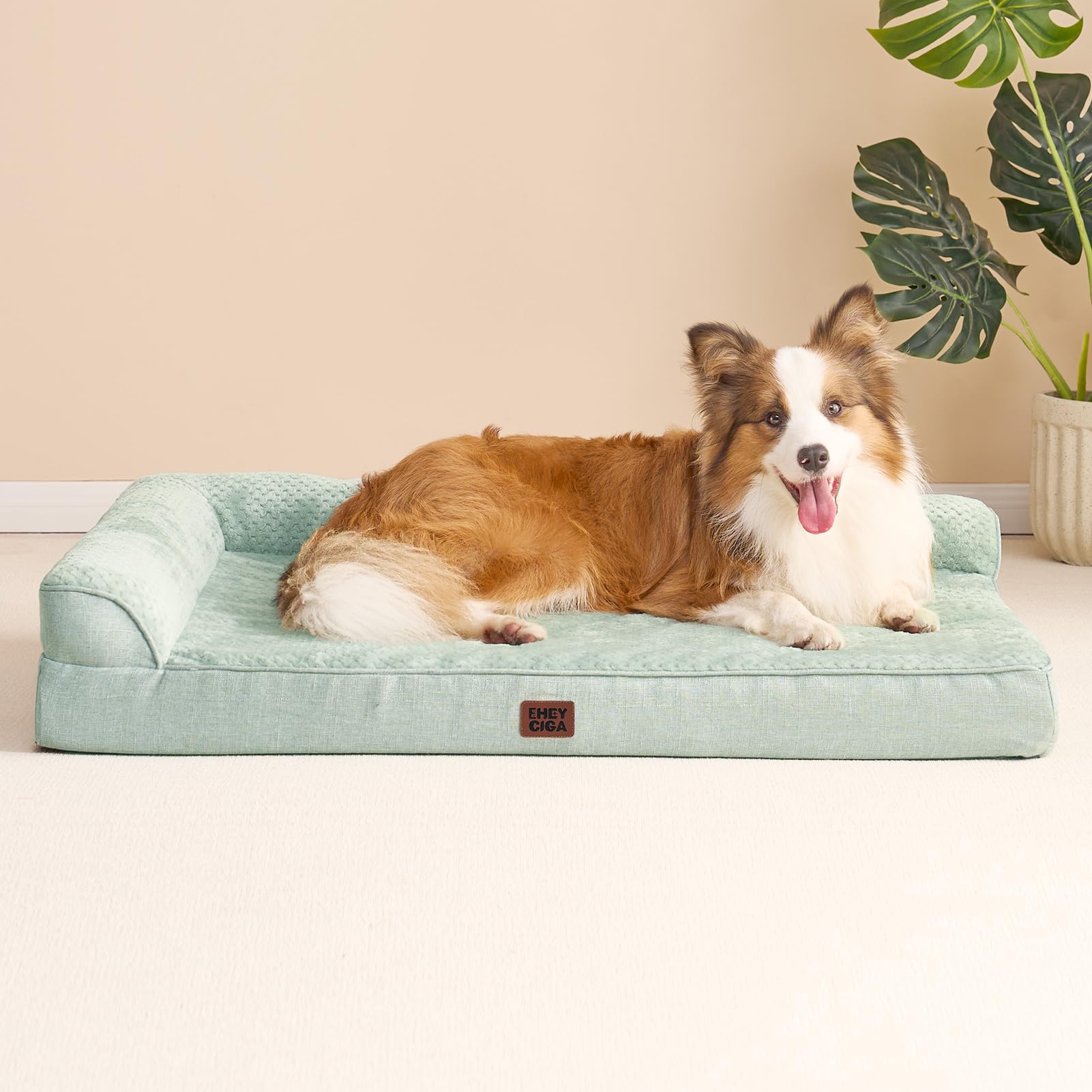 EHEYCIGA greyish-green color close-up emphasizes stylish, cozy pet space