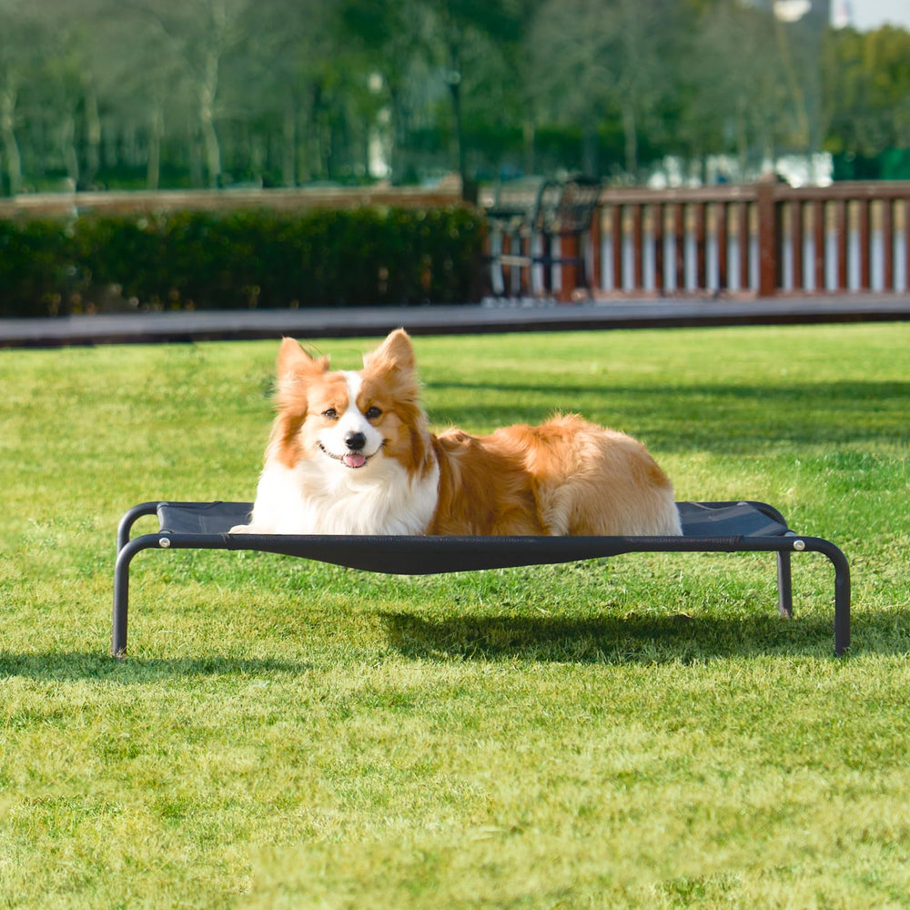 EHEYCIGA ground clearance 7-8 inches keeps pets off damp or hot surfaces.