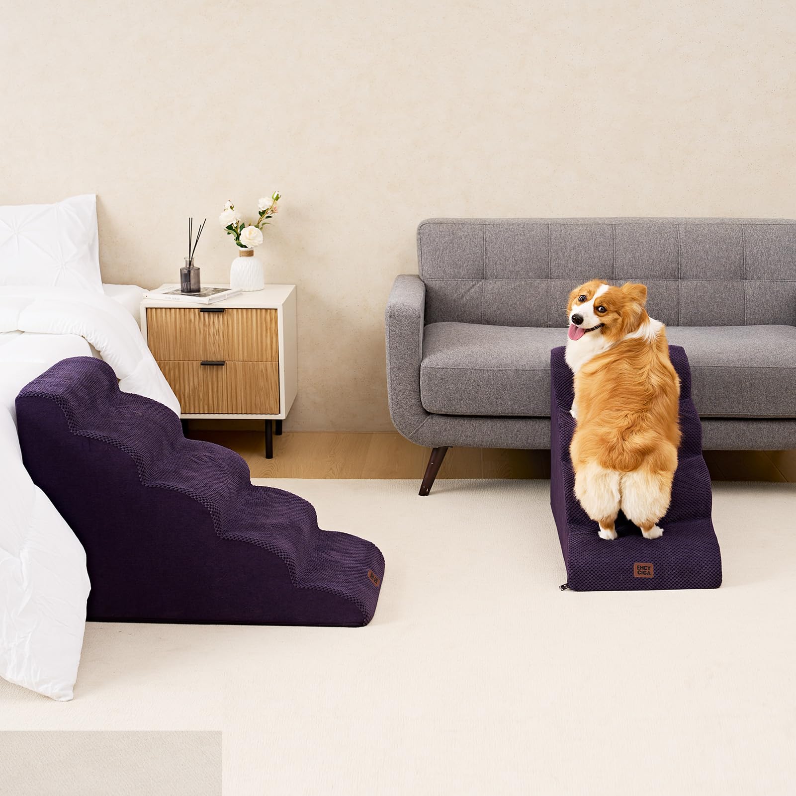 EHEYCIGA indoor pet stairs are kid-safe and space-efficient.