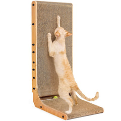 EHEYCIGA L-shaped scratcher on wall protects furniture while inviting cats to scratch.