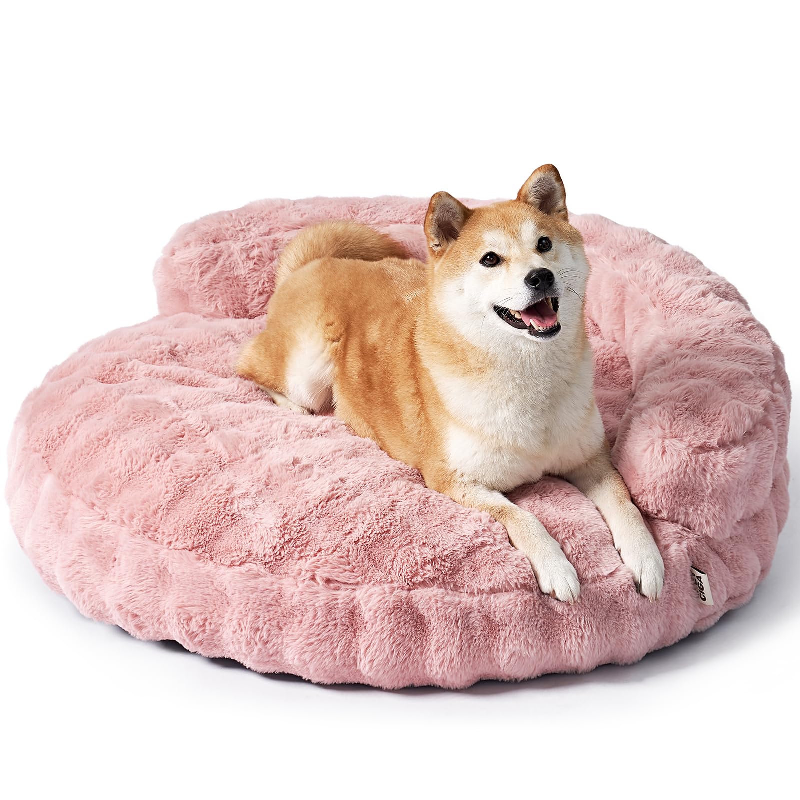 EHEYCIGA large dog bed bubble fur pink texture for cozy naps.