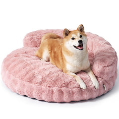 EHEYCIGA large dog bed bubble fur pink texture for cozy naps.