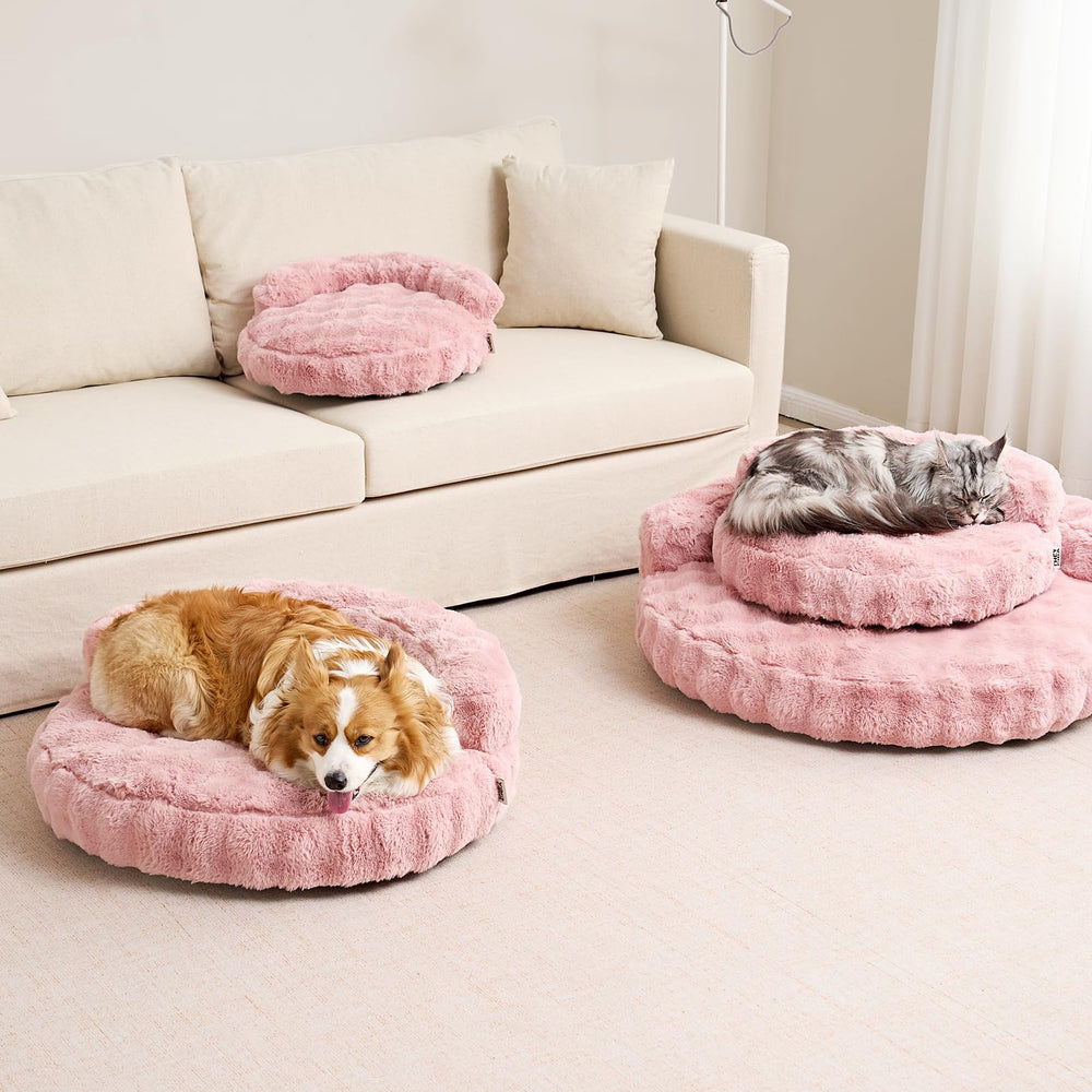 EHEYCIGA pink faux rabbit fur bed adds cozy charm to living spaces.