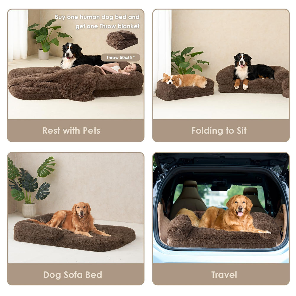 EHEYCIGA large pet bed folds flat for easy storage and transport