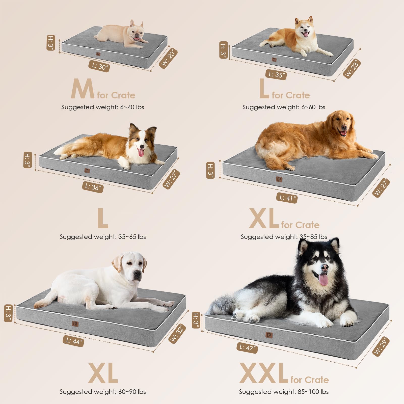 EHEYCIGA Memory Foam Bed removable cover for easy machine washing