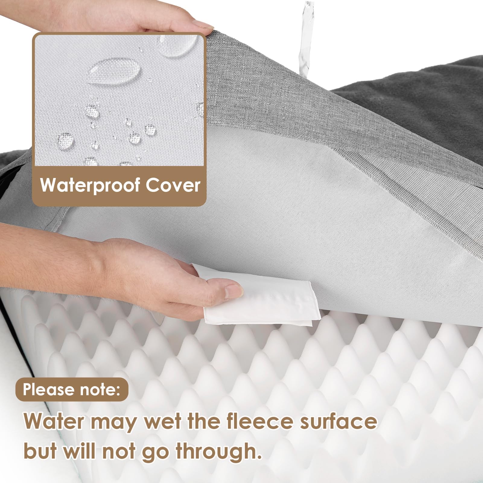 EHEYCIGA Memory Foam Bed waterproof liner protects foam from spills