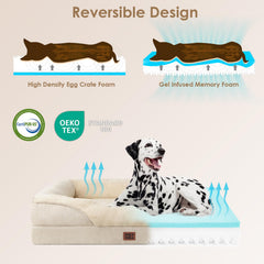 EHEYCIGA memory foam dog bed bolster-detail showcases four-sided neck support.