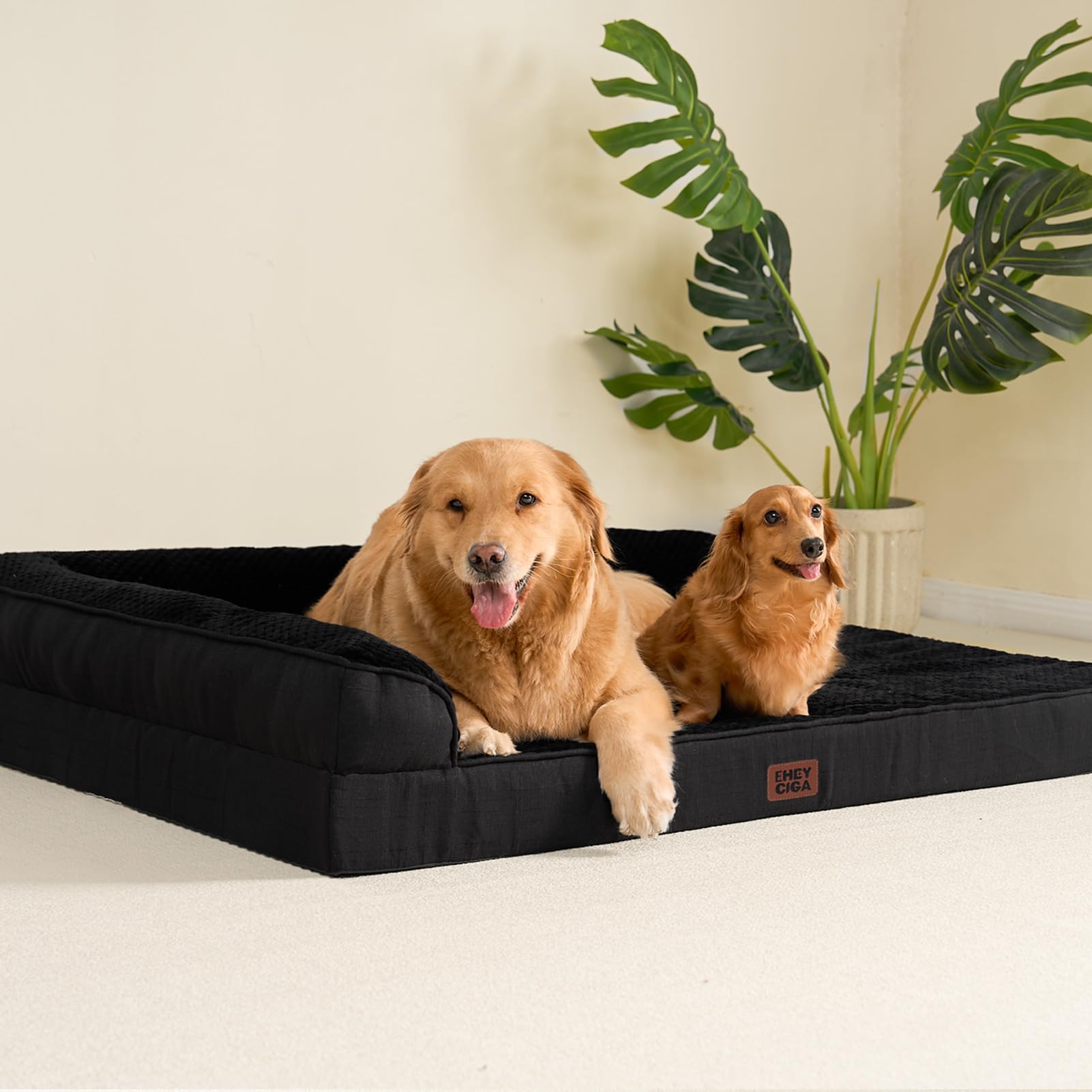 EHEYCIGA memory foam dog bed in crate setup shows versatile placement.