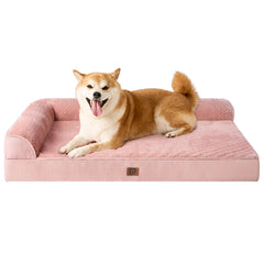 EHEYCIGA memory foam dog bed closeup shows egg crate foam for support and comfort.
