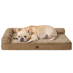 EHEYCIGA memory foam dog bed egg crate top view highlights gentle pressure relief.