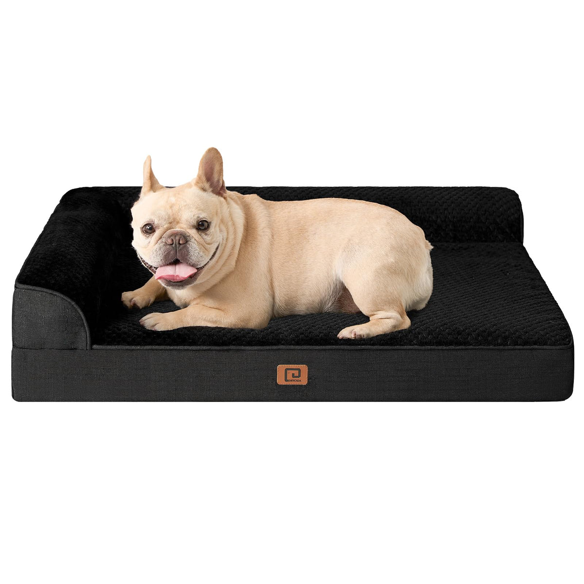 EHEYCIGA memory foam dog bed egg crate top provides neck support for restful sleep.