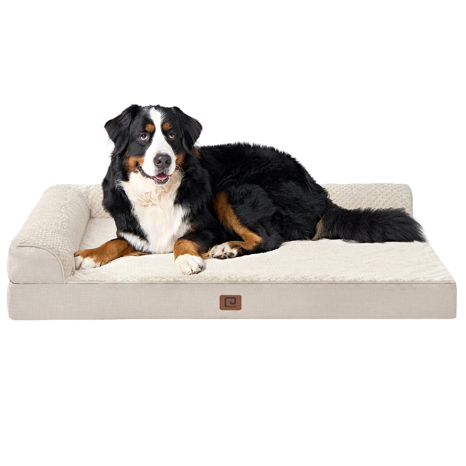 EHEYCIGA memory foam dog bed egg crate top cushions for comfort and pressure relief.