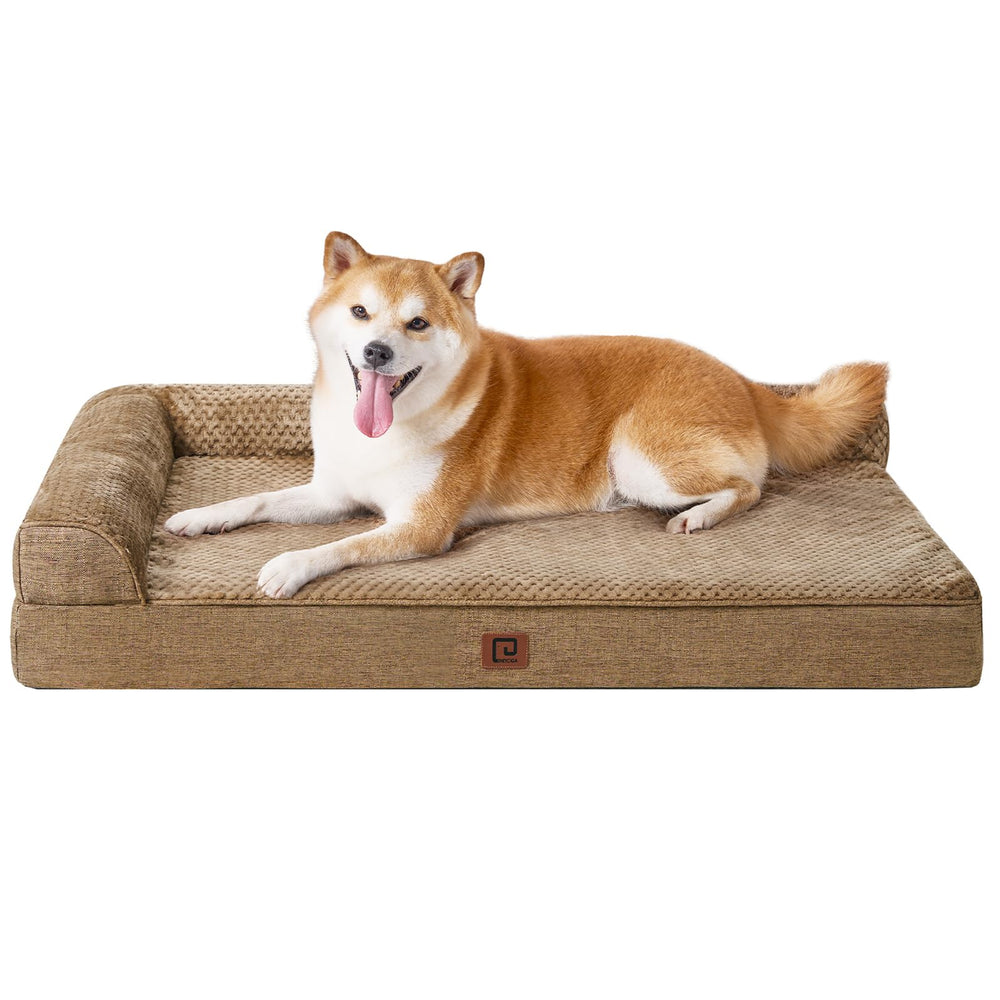 EHEYCIGA memory foam dog bed with egg crate top offers a supportive cushion.