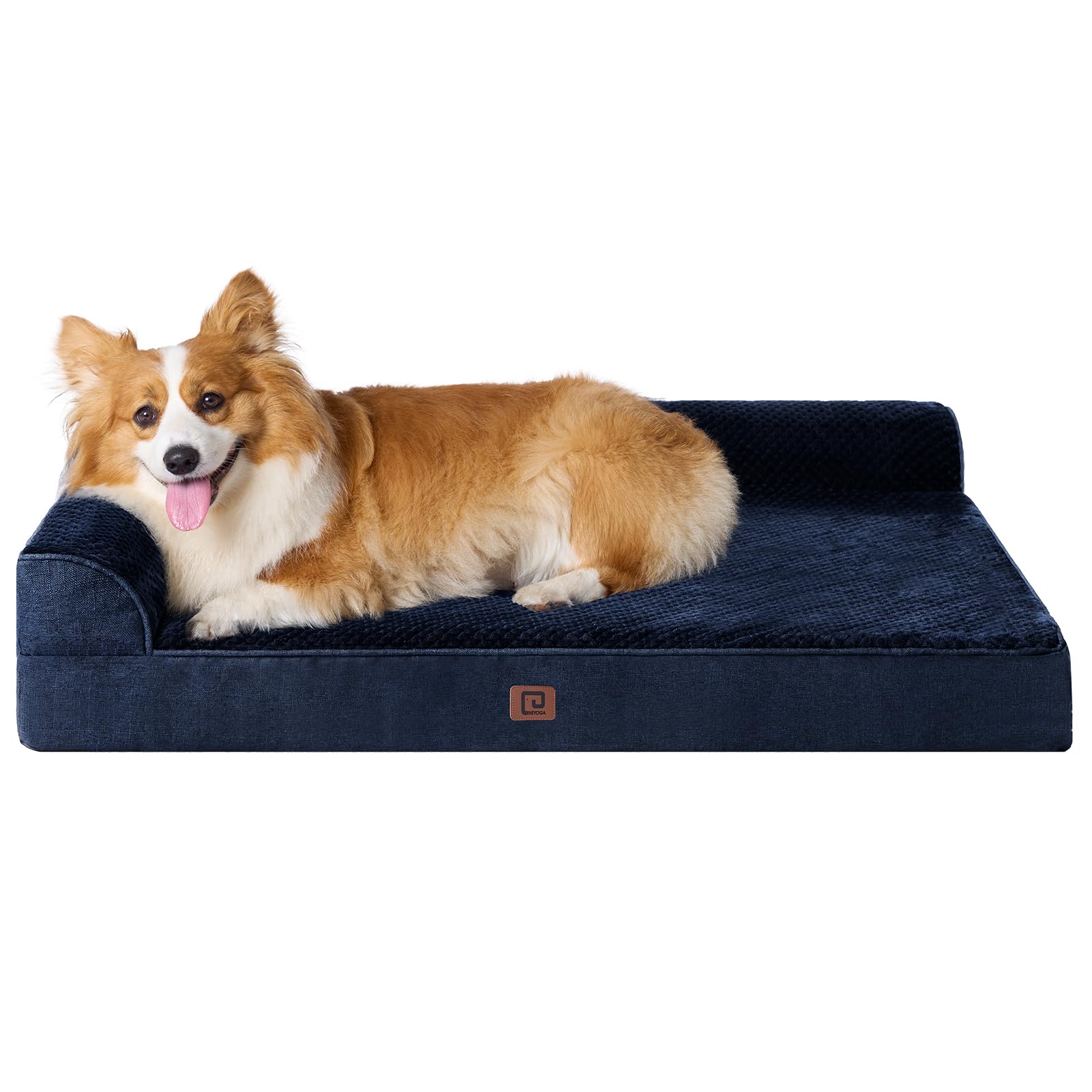 EHEYCIGA memory foam dog bed front view shows spacious comfort for large dogs and long restful naps.
